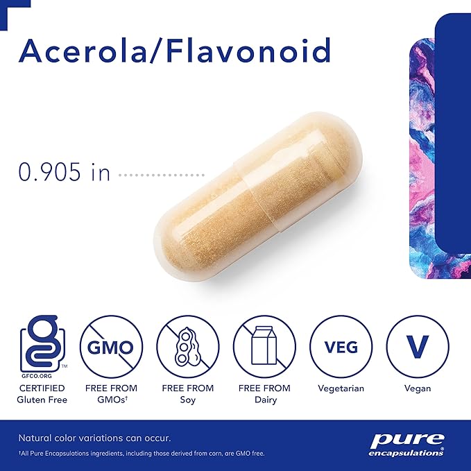 Pure Encapsulations Acerola/Flavonoid | Corn-Free, Plant-Based Vitamin C and Bioflavonoid | 120 Capsules*