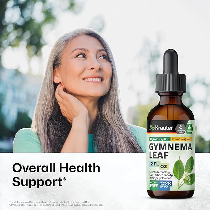 BIO KRAUTER Gymnema Sylvestre Extract Drops - Alcohol and Sugar Free - Vegan Gymnema Leaf Extract 2 Fl.Oz.