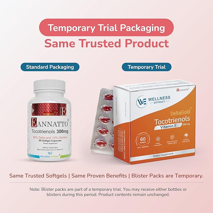 Eannatto Tocotrienols Vitamin E Supplements Tocopherol Free, Supports Immune Health, Non-GMO, Gluten Free & Antioxidant (300MG 60 Softgels)