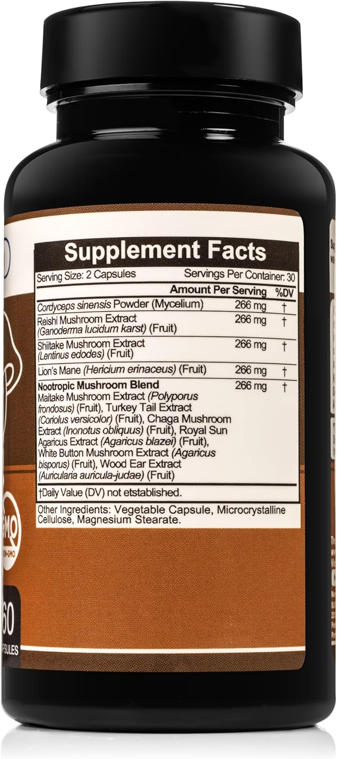 SugarMD Mushroom Miracle | Mushroom Supplements for Immunity | Has Shiitake, Reishi, Maitake, Cordyceps, Lion Mane, Turkey Tail | Doctor Formulated | Non-GMO & Gluten-Free (60 Capsules)