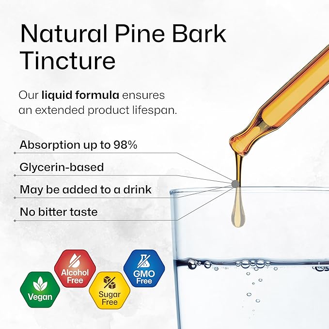 BIO KRAUTER Pine Bark Extract - Rich in Antioxidants Liquid Supplement - 400 mg French Maritime Pine Bark Extract Drops - Vegan, Alcohol & Sugar Free - 4 Fl Oz