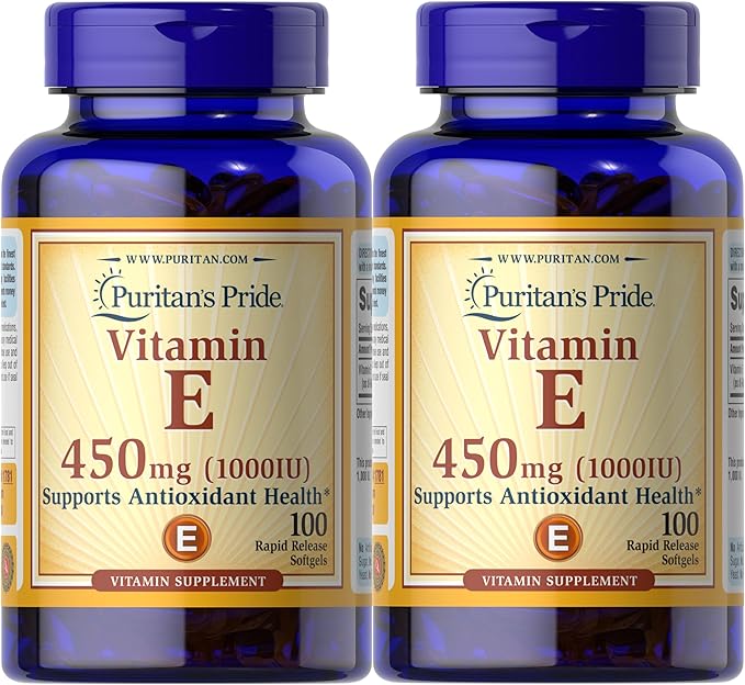 Puritan's Pride Vitamin E-450mg (10,000IU), Vitamin Supplement for Immune System Function and Antioxidant Health Support, 100 Rapid Release Softgels, 2 Pack
