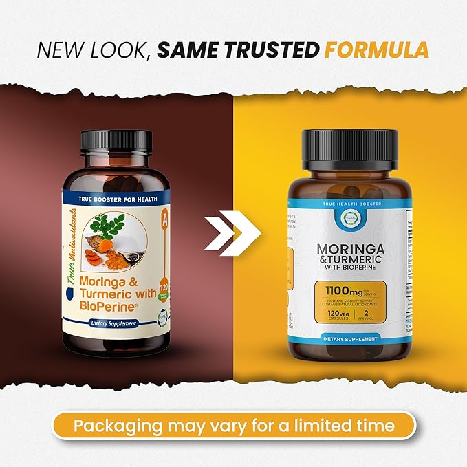 Moringa & Turmeric with BioPerine 10mg 95% Piperine – 1100 MG Joint Support Supplement with 95% Curcuminoids, 120 Vegan Capsules, USA-Made, GMP & UL-Certified