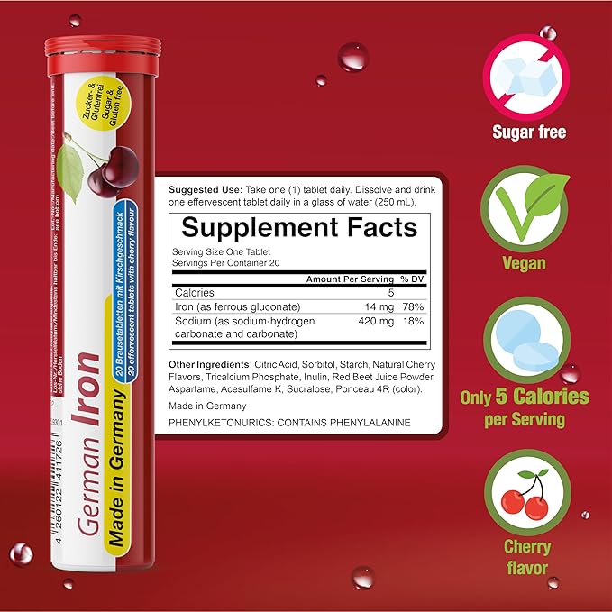 T&D German Mineral Plus Package 60 Servings - Vegan, Zero Sugar - Drink Effervescent Tablets - Iron, Calcium, Magnesium Pharma - Made in Germany