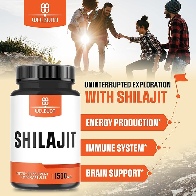 Extract 5:1 Shilajit Supplement 1500mg - Supports for Immune System, Energy Production, Brain Health & Overall Well-Being - 60 Capsules