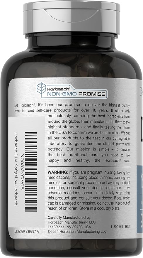 Horbaach DHA Supplement 1500mg | 90 Softgels | EPA, Omega 3, DHA | Non-GMO, Gluten Free