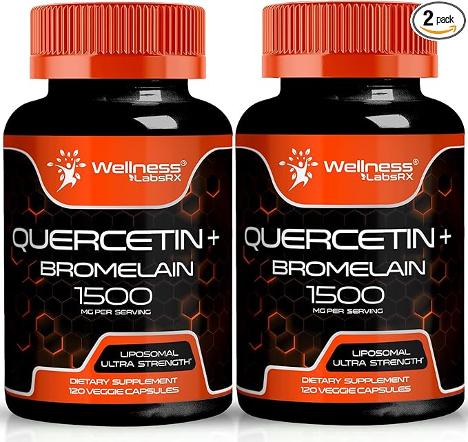 Quercetin with Bromelain Supplement - 1500mg - Immune Support and Heart Health Capsules For Men and Women, Quercetin Supplements Helps Support Joint & Healthy Respiratory System - 120 Count (2 Pack)