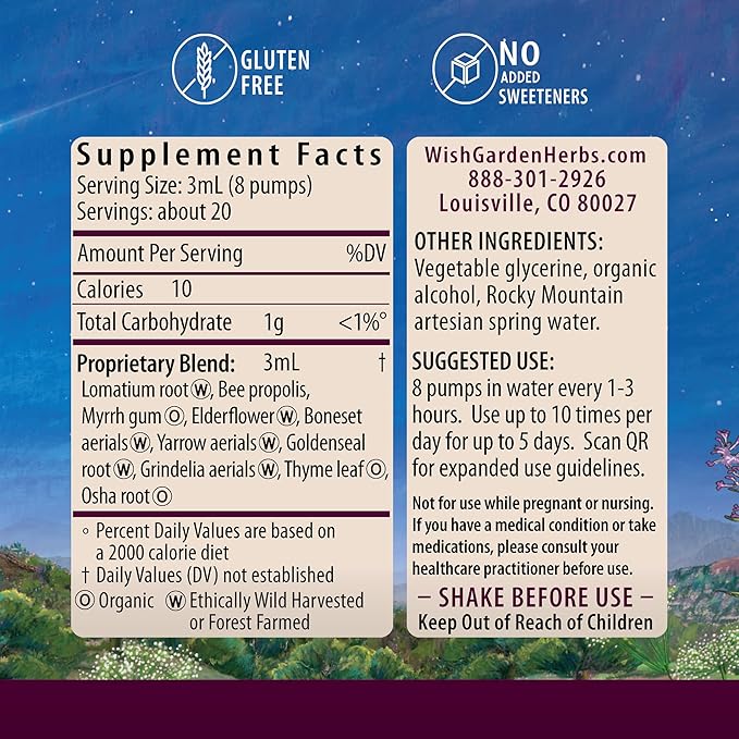 WishGarden Herbs Serious V-Fighter - Plant-Based Herbal Rapid Immune Support & Respiratory Health with OSHA & Goldenseal, Soothes Aches & Irritated Lungs, Supports Optimum Body Temperature, 2oz