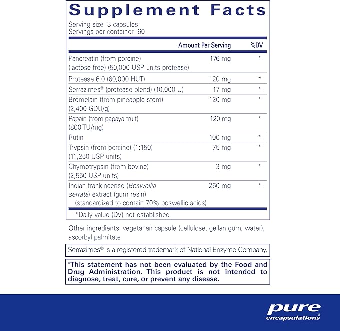 Pure Encapsulations Systemic Enzyme Complex - Supports Muscle Recovery & Joint Health - for Immune Health* - Gluten Free & Non-GMO - 180 Capsules