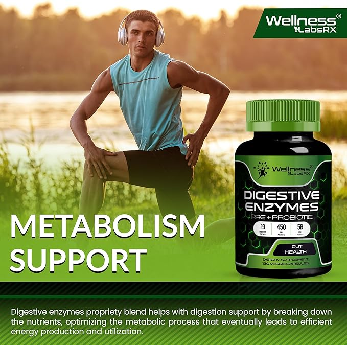 Digestive Enzymes with Probiotics and Prebiotics, 450mg, 5 Billion CFUs - Pure Super Digestion Capsules - Digestive Enzymes for Women & Men Support Digestion & Gut Health - 120 Count (Pack of 2)