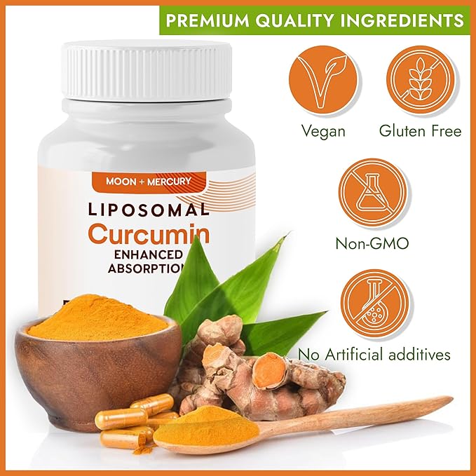 Liposomal Turmeric Curcumin 500mg - 60 Turmeric Curcumin Supplements Capsules