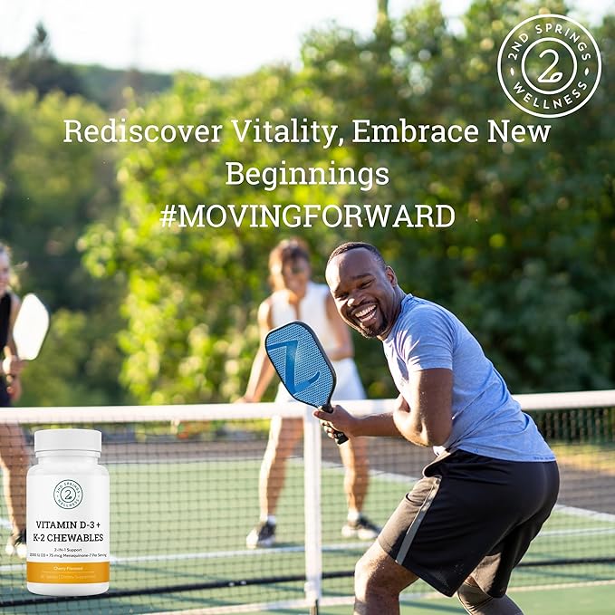 Vitamin D3 + K2 Chewables - 2000 IU Vitamin D and MK7 K2 (Menaquinone-7) - Cherry Flavored Tablets - Vitamin D + K2 Supplement for Adults and Kids