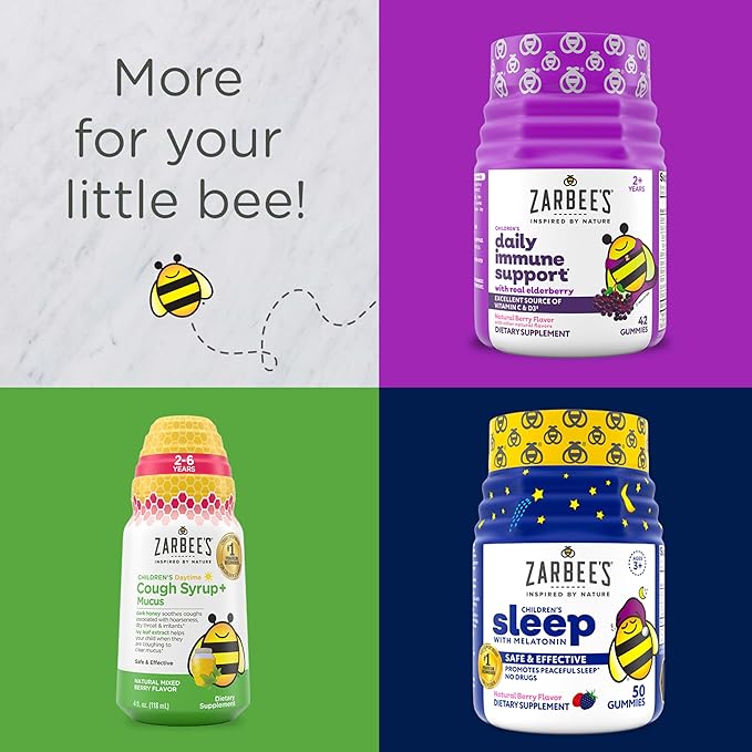 Zarbee's Gentle Bedtime Liquid for Kids - Melatonin-Free Blend of Natural Honey, Lemon, and Chamomile Helps Children Unwind and Relax to Prepare for Sleep, 4oz