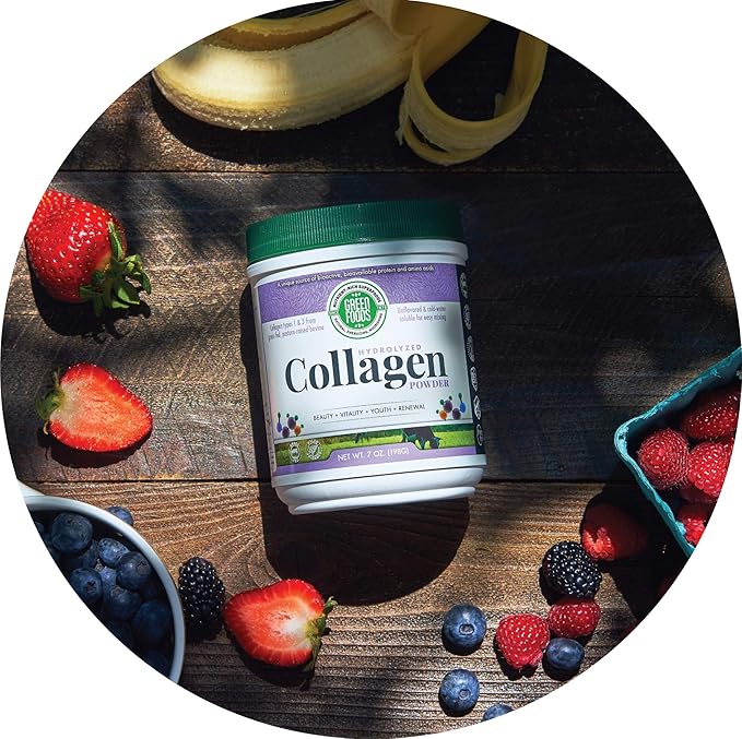 Green Foods Grass Fed Pasture Raised Hydrolyzed Collagen Peptides Protein Powder 7oz - 30 servings
