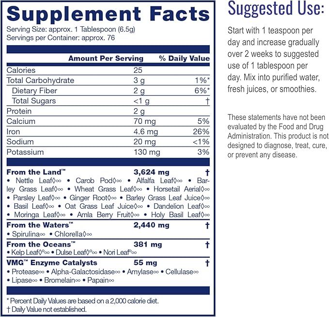 HealthForce SuperFoods Vitamineral Green - Mineral Supplement for Immune & Thyroid Support - Green Powder Supplement with Ingredients from The Land - Gluten-Free & Vegan - 500 Grams (Pack of 2)