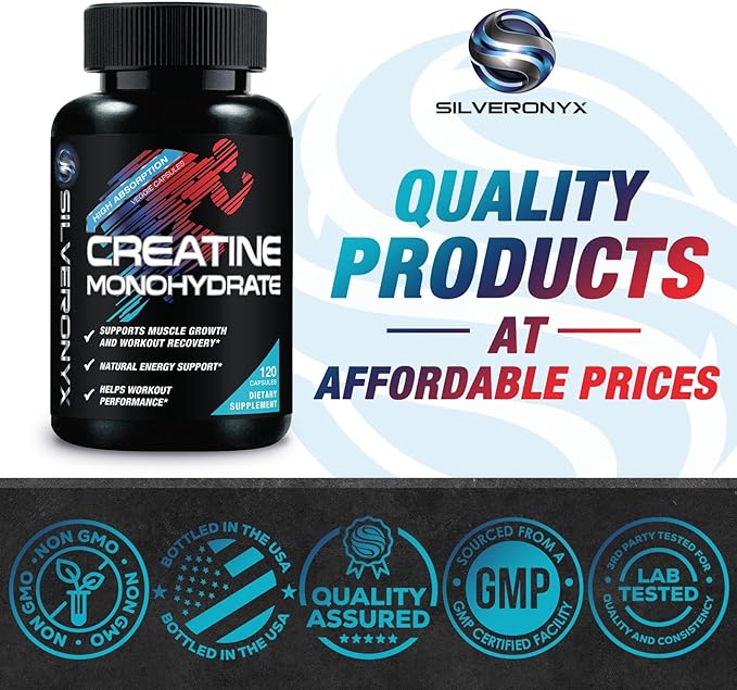 Creatine Monohydrate Capsules 3000mg – Micronized Creatine Supplement for Strength, Lean Muscle Growth, Workout Performance & Endurance Support – Athletic Recovery Support & Gluten Free – 120 Capsules
