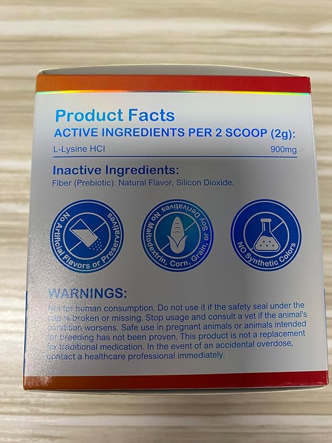 L-Lysine Powder for Cats, 2PC Lysine Powder Supplement Support Cats Immune Respiratory Health – Lysine Powder for Cats Eye Care, Pets Health Supplemnt for Cats of All Age - Salmon Flavor / 120g x 2