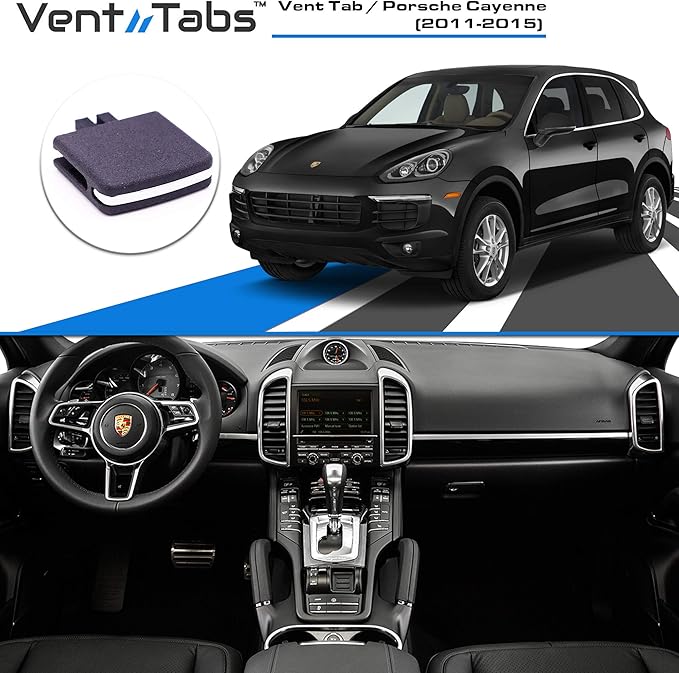 Compatible/Replacement for Porsche Cayenne 2011-2015 Front Vent Clip, Air Vent Outlet |Black w Chrome