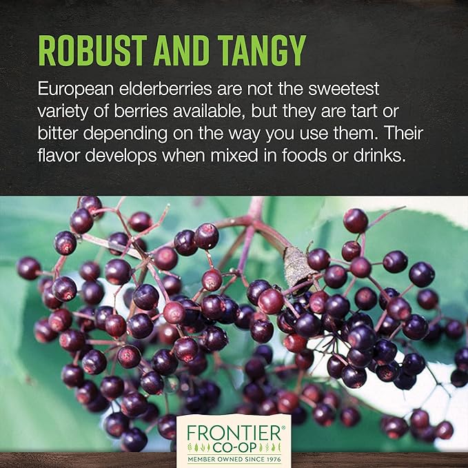 Frontier Co-op Dried Elderberries, 1lb Bulk Bag, European Whole | Kosher & Non-GMO Elderberry Dried Fruit for Elderberry Powder, Tea, Immune Support