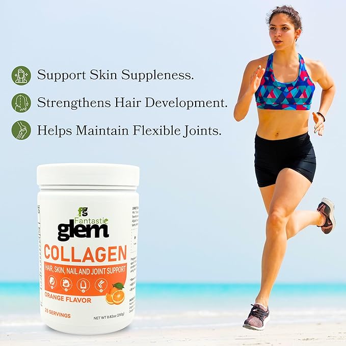 Collagen Powder β Support Skin Suppleness, Strengthens Hair Development, Helps Maintain Flexible Joints - GMO, Soy and Gluten Free - 25 Servings, 250g