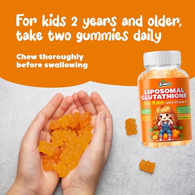 Liposomal Glutathione Gummies for Kids - Vitamin C Supplement for Healthy Immune Support Antioxidants & Detox - Sugar Free Vegan Non GMO