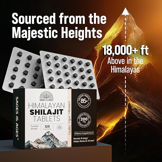 Shilajit Tablets for Men - Gold Grade - No Added Sugar - 120 Dry Drops - Organic - Lab Tested