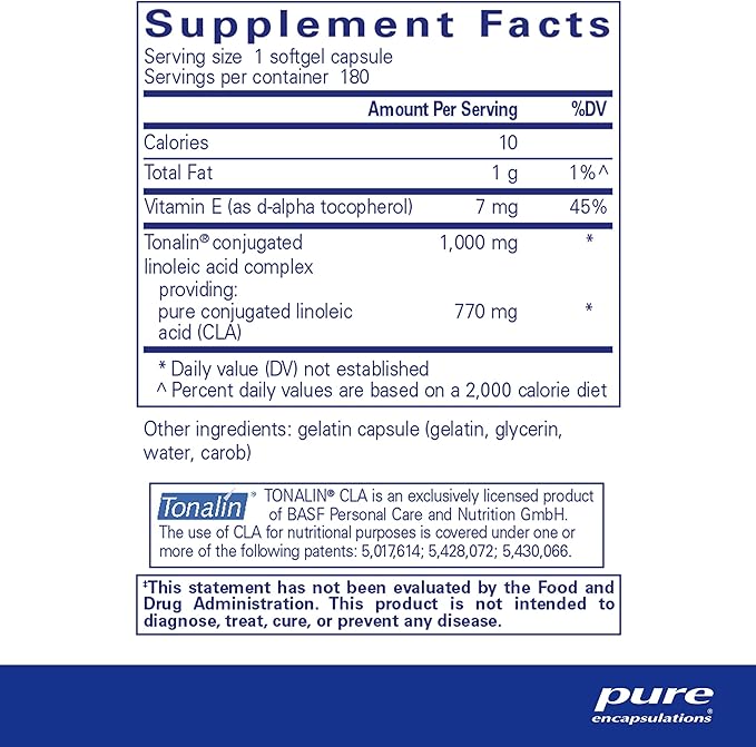 Pure Encapsulations CLA (Conjugated Linoleic Acid) 1,000 mg | Promotes Healthy Body Composition with Exercise* | 180 Softgel Capsules