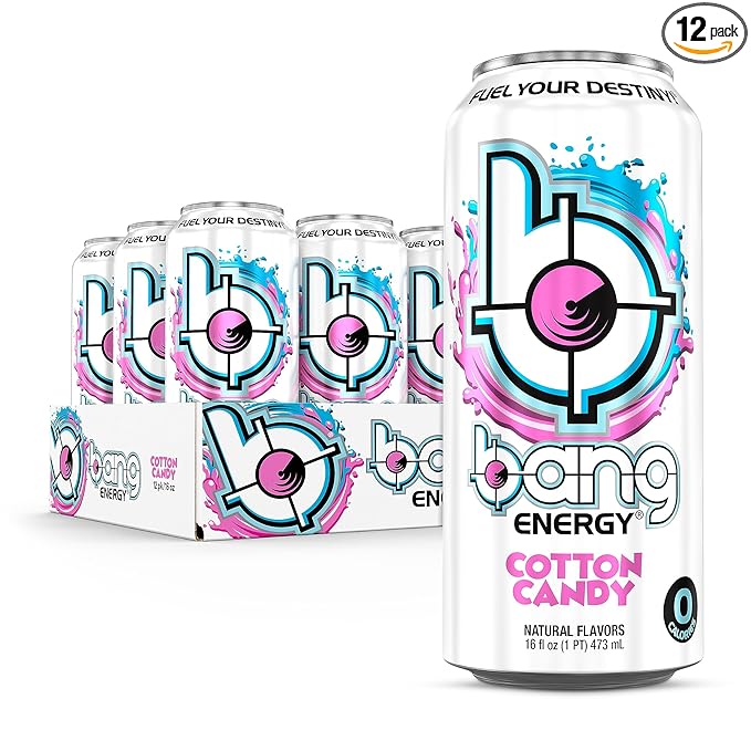 Bang Energy Cotton Candy, Sugar-Free Energy Drink, 16-Ounce (Pack of 12)