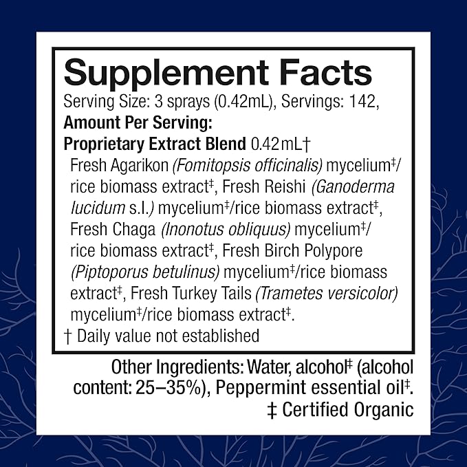 Host Defense MycoShield Throat Spray - Immune Health Support - Dietary Mushroom Supplement with Chaga, Reishi, Turkey Tail & More - On-The-Go Immune Support - Peppermint, 2 fl oz (142 Servings)*