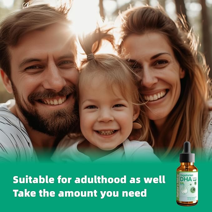 Nature's Nutra Vegetarian DHA, Premium Liquid DHA for Baby, Infant, Kids and Children, Non-GMO, DHA 100 mg, Pure Plant Source, 2 Fl Oz (60ml)