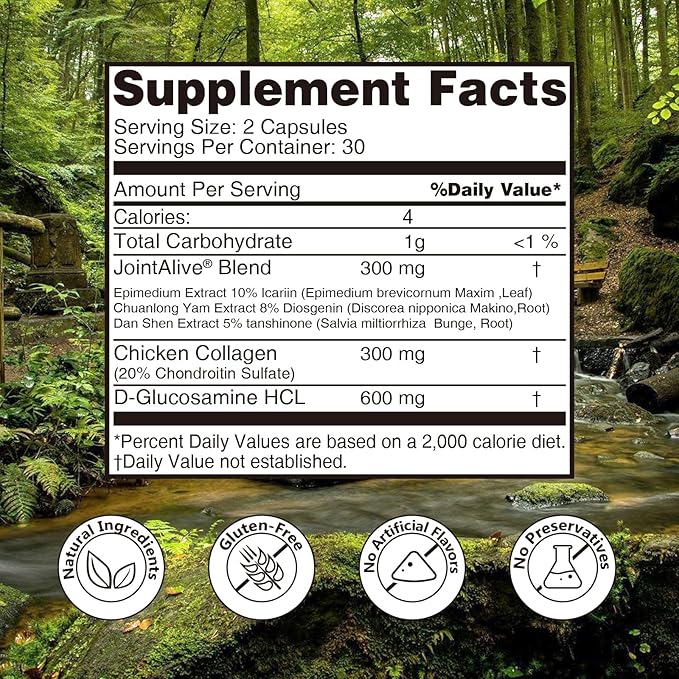 JointAlive Joint Support Supplements for Women & Men, Glucosamine Chondroitin, Relief Joints Discomfort, Cartilage Repair, Healthy Inflammatory Response, as Quickly as 7 Days, 30 Servings