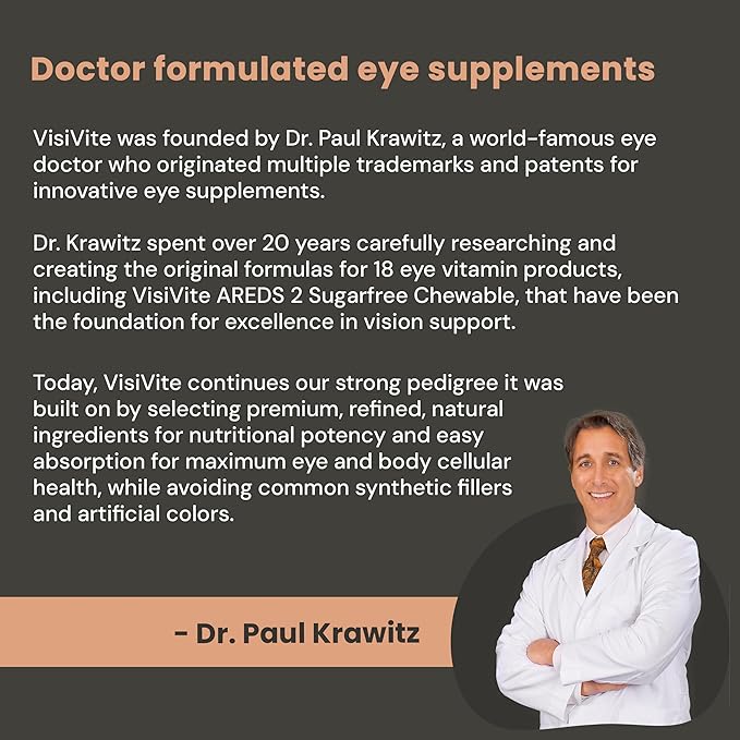 AREDS 2 Sugar-Free Eye Vitamins - Alternative to Lutein Gummies for Eyes - Lutein for Eye Health - Premium Sugar-Free Eye Vitamins - Eye Care Supplements for Adults (Chewable Tablets)