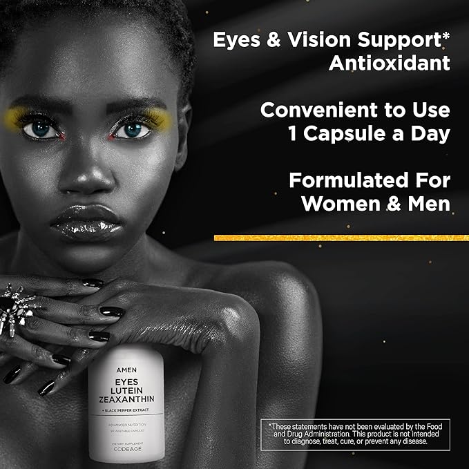 Amen Eyes Lutein Zeaxanthin Supplement - Eyes Vitamins - Lutein and Zeaxanthin from Marigold Extract, Red Beet Root Powder, Black Pepper Fruit Extract - 3-Month Supply Eye Care - Non-GMO - 90 Capsules