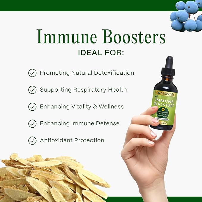 Go Nutrients Immune Booster – Liquid Herbal Support with Echinacea, Goldenseal & Usnea - 7 in 1 Enhancing Defense for Adults & Kids | 2 oz Tincture (48 Servings) for Natural Defense & Wellness