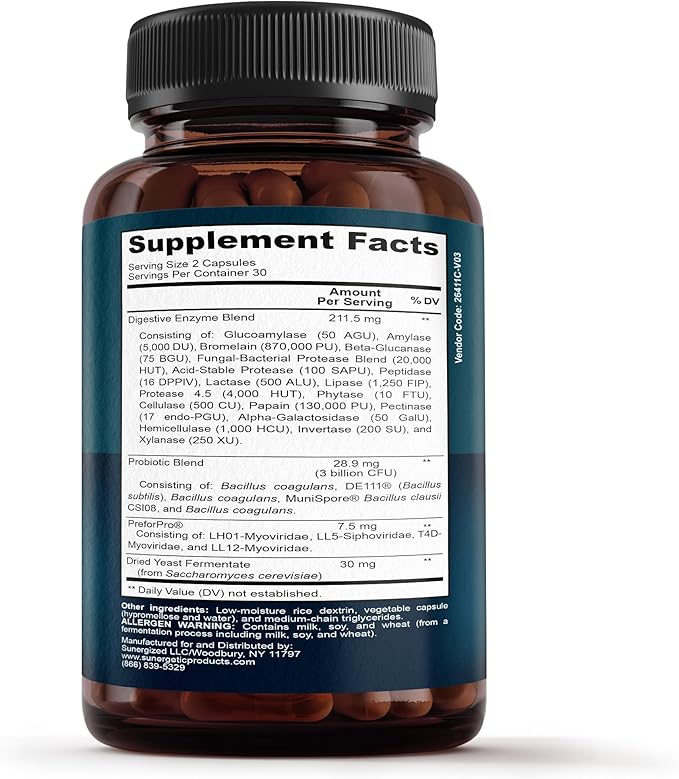 Premium 4-in-1 Probiotic Prebiotic, Postbiotic & Digestive Enzymes for Men & Women – Supports Gut, Digestion & Immunity –Complete Gut Health with Pre, Post, Probiotics & Digestive Enzymes–60 Capsules