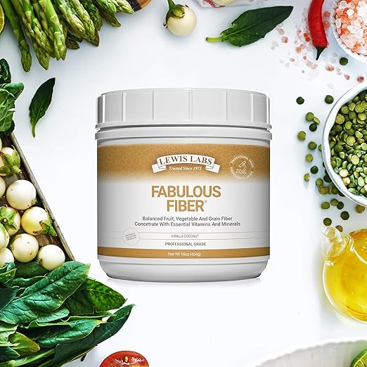 Lewis Labs Fabulous Fiber Powder Supplement | Delicious Quick Dissolve Daily Fiber Powder from Fruits, Vegetables & Grains, Contains Vitamins & Minerals, Proudly Made in The USA, 16 Ounces (2 Pack)