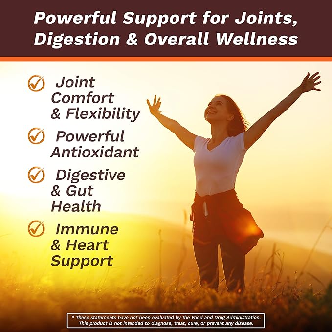 Life's Fortune Organic Turmeric Curcumin with Black Pepper and Ginger, Enhanced Absorption, Extra Strength Supplement, Joint & Immune Support, Non-GMO, 90 Cap - 2250mg