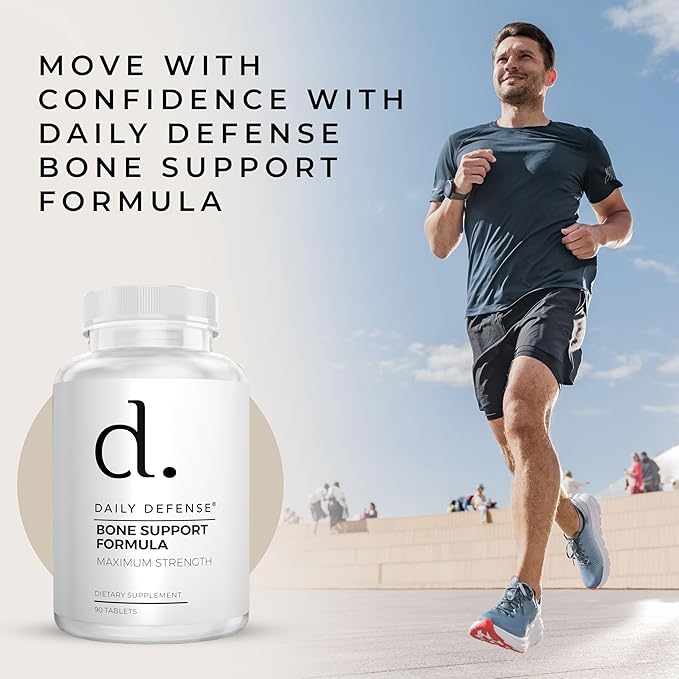 Calcium Supplements for Women & Men - Daily Defense Bone Support Formula with Calcium 1000mg, Magnesium, L-Lysine HCl, & More - for Better Flexibility & Mobility - 90 Easy to Swallow Calcium Tablets