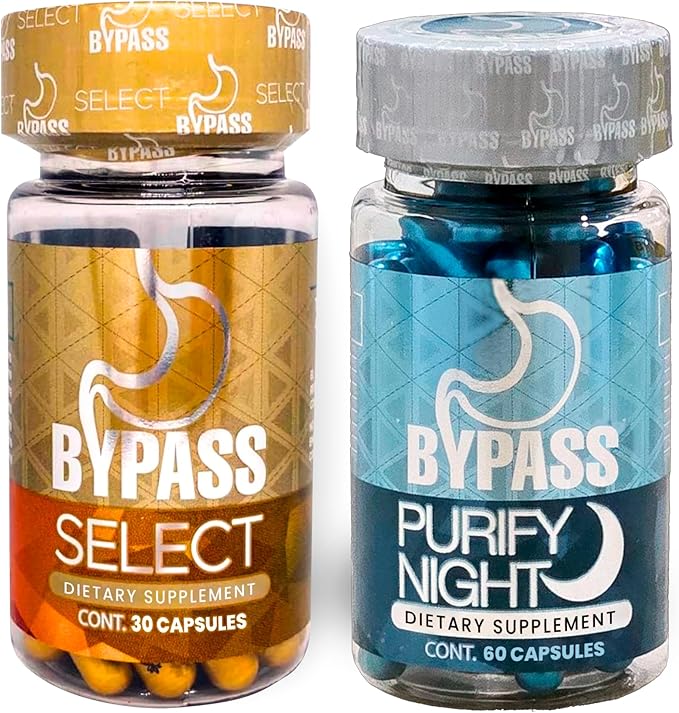 Bypass Duo Select & PURIFY - Quemá grasa de día y de Noche (Select 30caps) - (purify 60caps), Blue and Gold