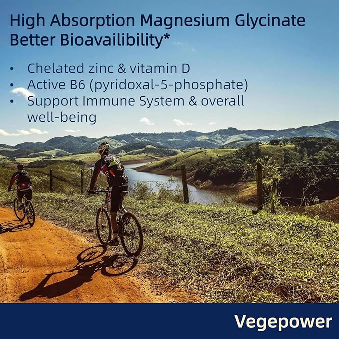 Magnesium Glycinate 200mg, High Absorption Vegan Magnesium Supplement, Fully Chelated Magnesium Zinc Vitamin D & B6, Magnesium Bisglycinate for Sleep, Bone & Muscle Health, Nerve, Non-GMO, 90 Capsules
