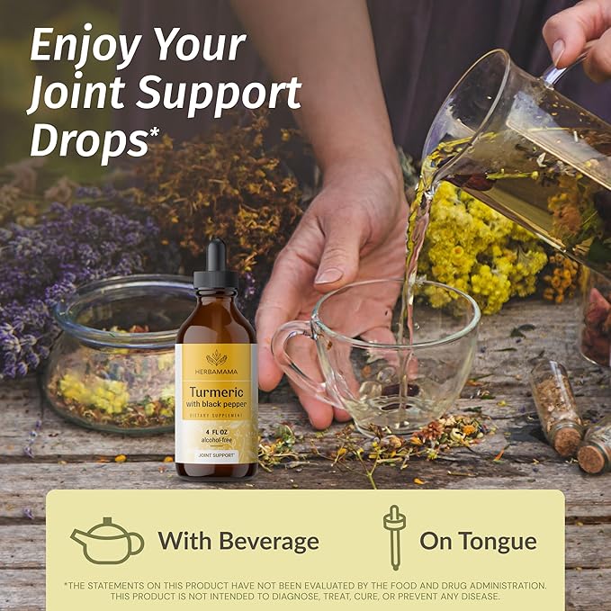 HERBAMAMA Herbal Liquid Drops Kit - Bundle of Stinging Nettle & Turmeric Curcumin Tincture 4 fl oz - Vegan, Non-GMO, Sugar & Alcohol-Free - 2 Pack