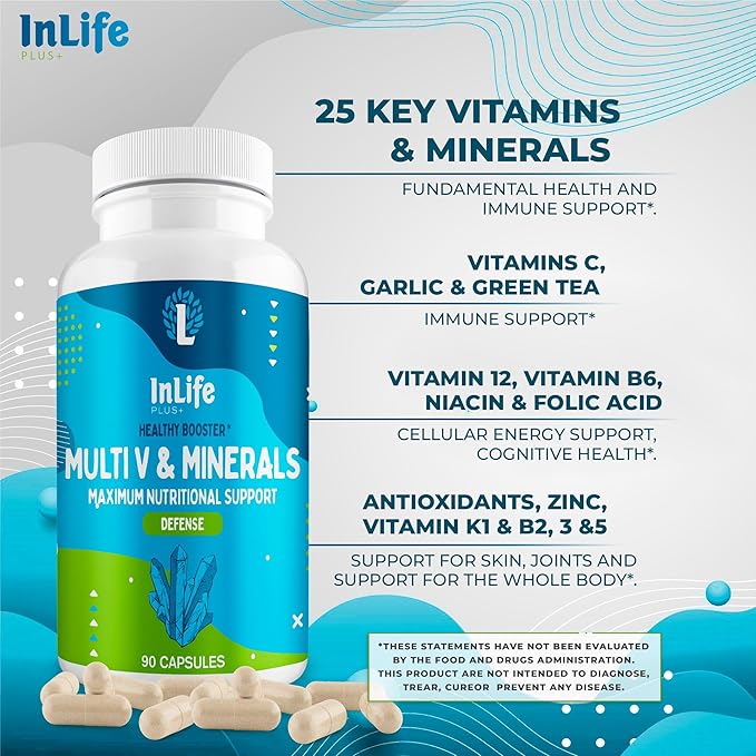 Multivitamin with 25 Vitamins & Minerals (90 Tablets) | Immune, Energy & Cognitive Support | Daily Vitamins for Woman and Men | Antioxidants, Zinc, B-Complex, Calcium, D3 (1)
