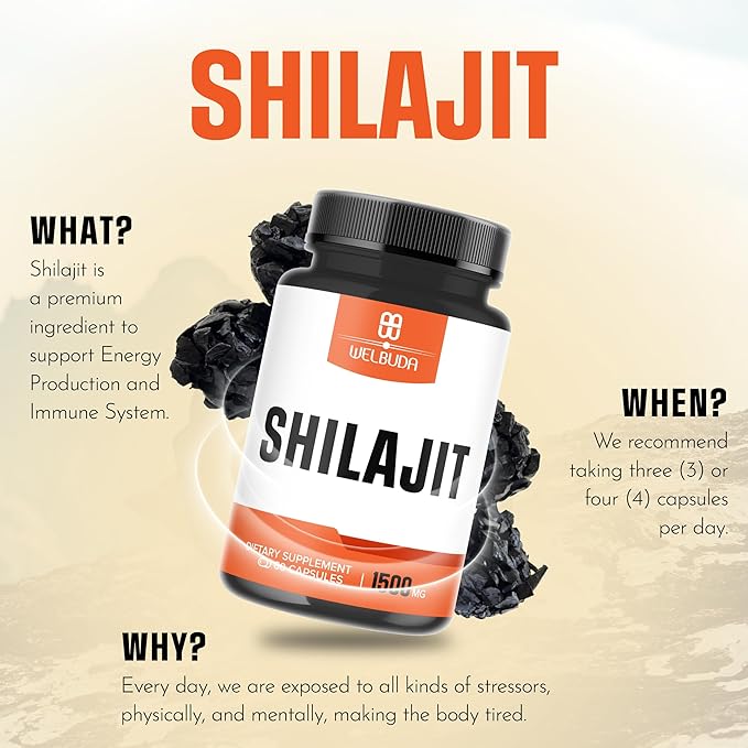 Extract 5:1 Shilajit Supplement 1500mg - Supports for Immune System, Energy Production, Brain Health & Overall Well-Being - 60 Capsules
