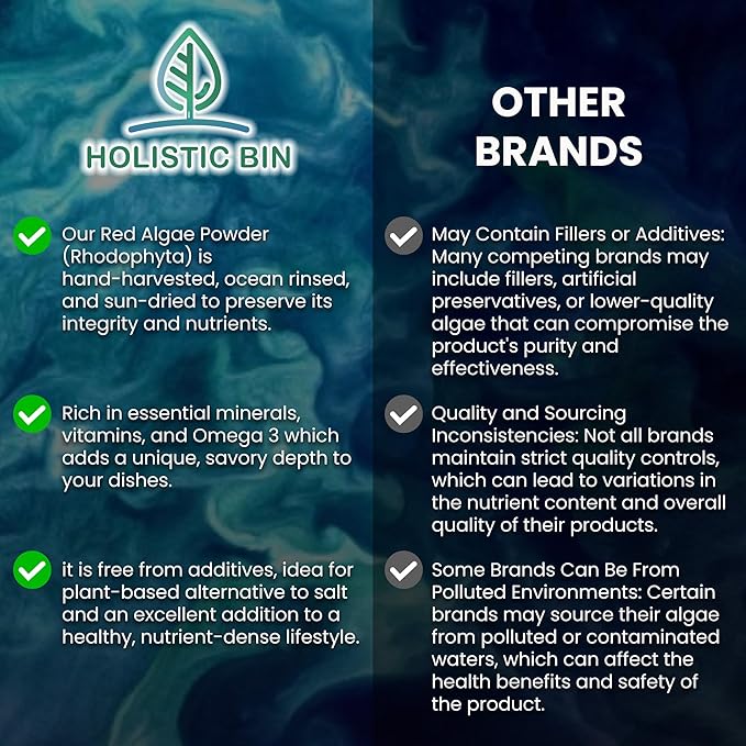 Holistic Bin Red Marine Algae Powder Gigartina and Dumontiacea Red Algae Supplements | Gluten Free, Vegan, Wild Harvested | Rich in Vegan Omega 3 (30 Grams)