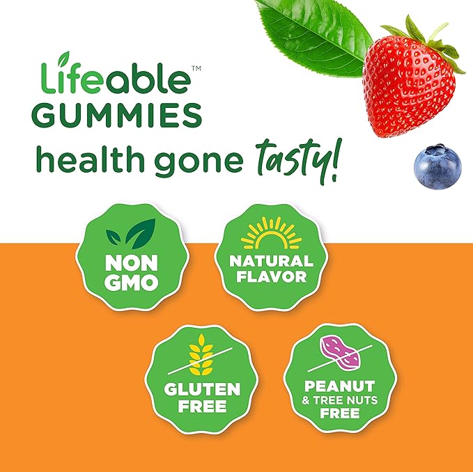 Lifeable Probiotic 2 Billion CFU + Calcium Magnesium, Gummies Bundle - Great Tasting, Vitamin Supplement, Gluten Free, GMO Free, Chewable Gummy