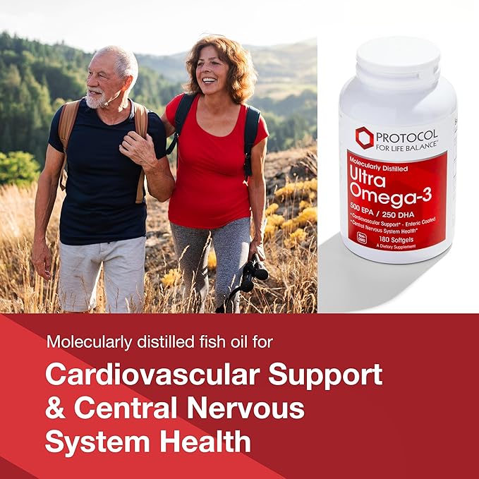 Protocol Ultra Omega-3-500mg EPA & 250mg DHA - Fish Oil for Brain Support, Heart & Nervous System Health* - EPA DHA Omega Supplement - Non-GMO & Halal - 180 Softgels