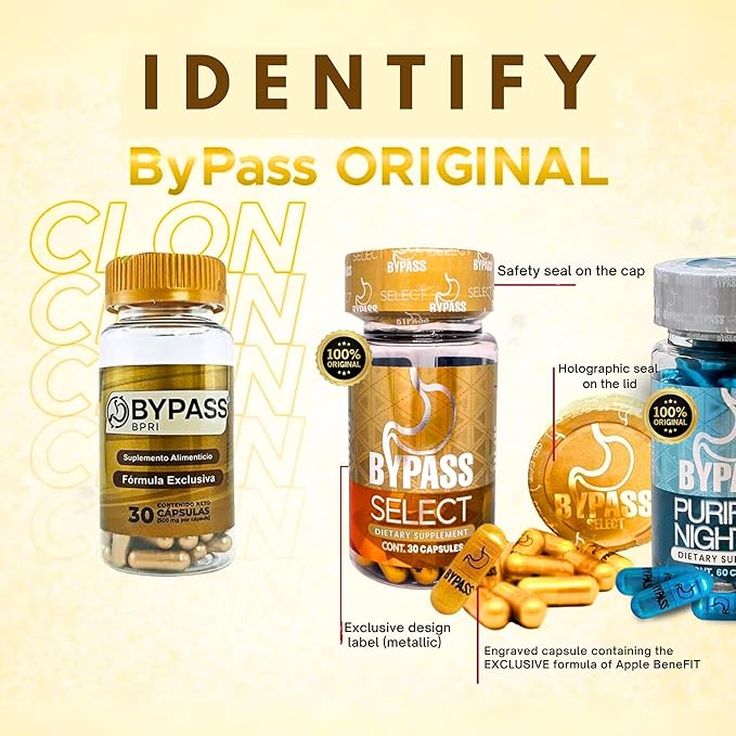 Bypass Duo Select & PURIFY - Quemá grasa de día y de Noche (Select 30caps) - (purify 60caps), Blue and Gold