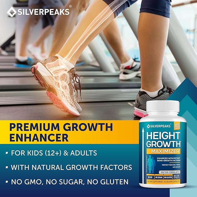 Growth Capsules to Grow Taller - Height Growth Maximizer with Calcium for Bone Strength, Made in USA, Natural Get Taller Supplement to Increase Bone Growth Adults, Teens & Kids, Free of Growth Hormone