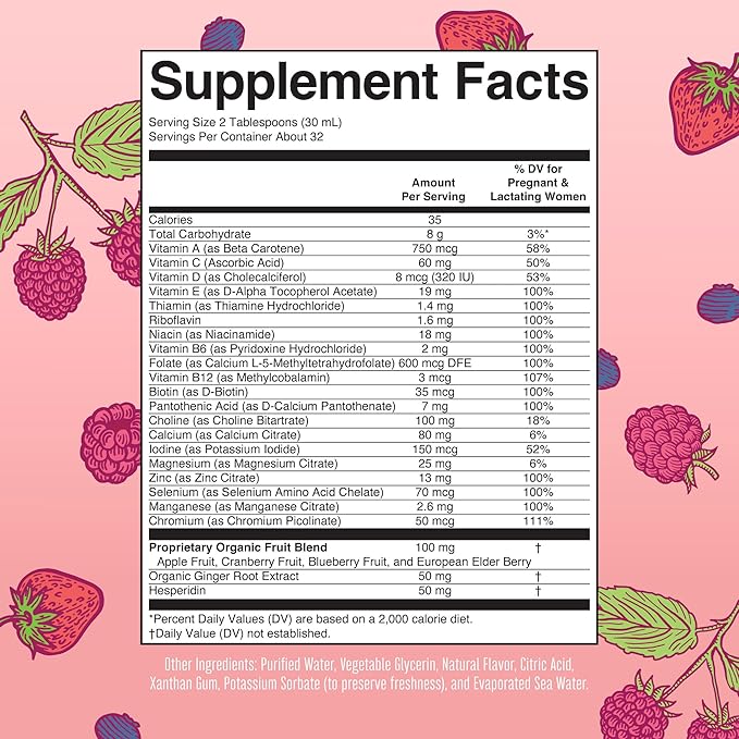 MaryRuth Organics Postnatal & Prenatal Vitamins for Women | Sugar Free | Womens Multivitamin for Pre-Conception, Pregnancy & Nursing | Ginger | Selenium | Folate | Vegan | Non-GMO | Gluten Free | 32oz
