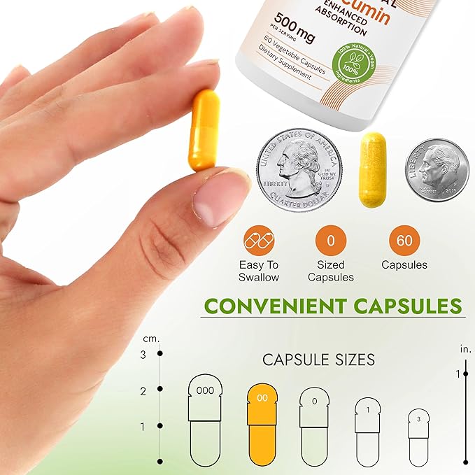 Liposomal Turmeric Curcumin 500mg - 60 Turmeric Curcumin Supplements Capsules